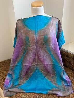 Eco Printed, Hand Dyed Silk Poncho